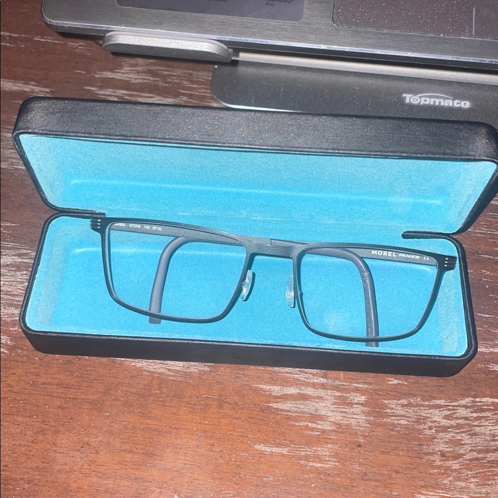 Morel France 30065L Sp05 dark gray/silver rectangular eyeglasses with case